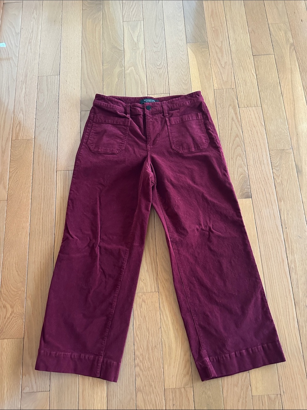 Liverpool Women's Wide-Leg Corduroy Jeans in Burgundy